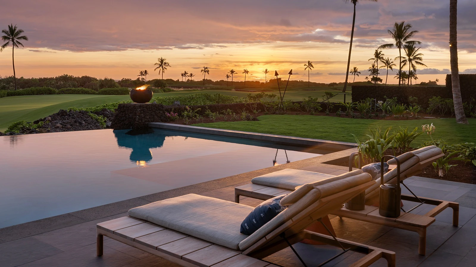 The property comes with an infinity-edge pool and ocean views, among other features.