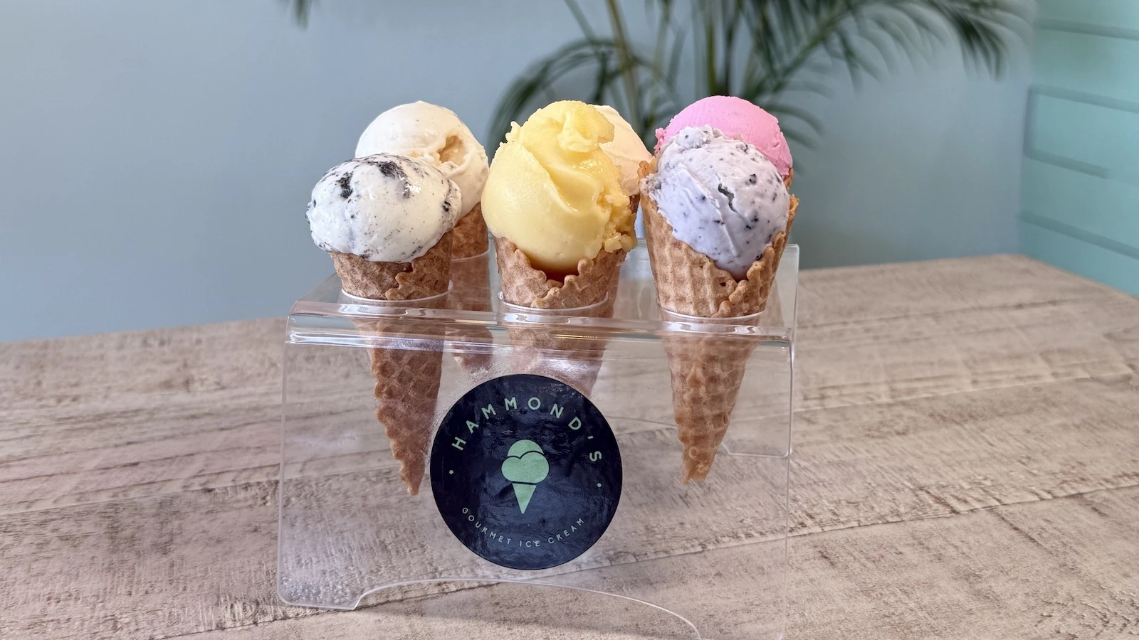 Ice cream waffle cone flight