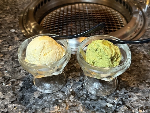 mascarpone and matcha ice creams