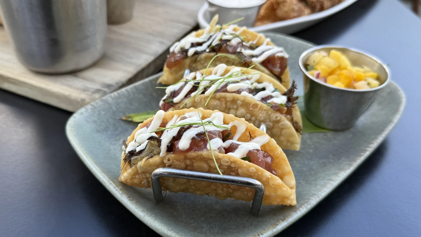 wonton poke tacos