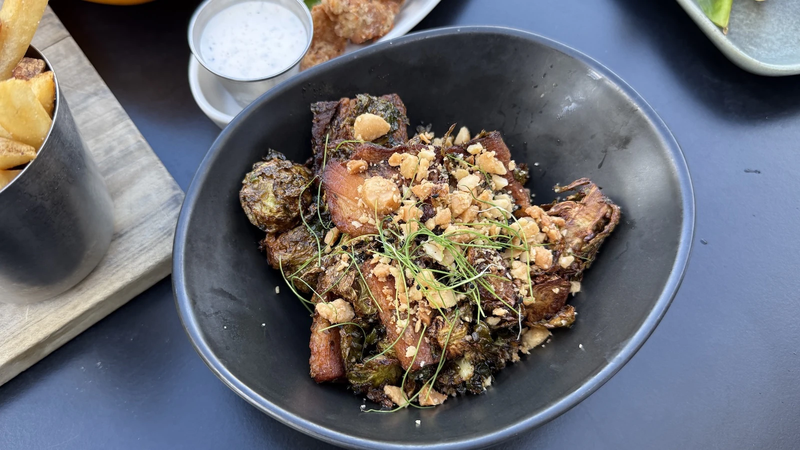 pork belly and brussels sprouts