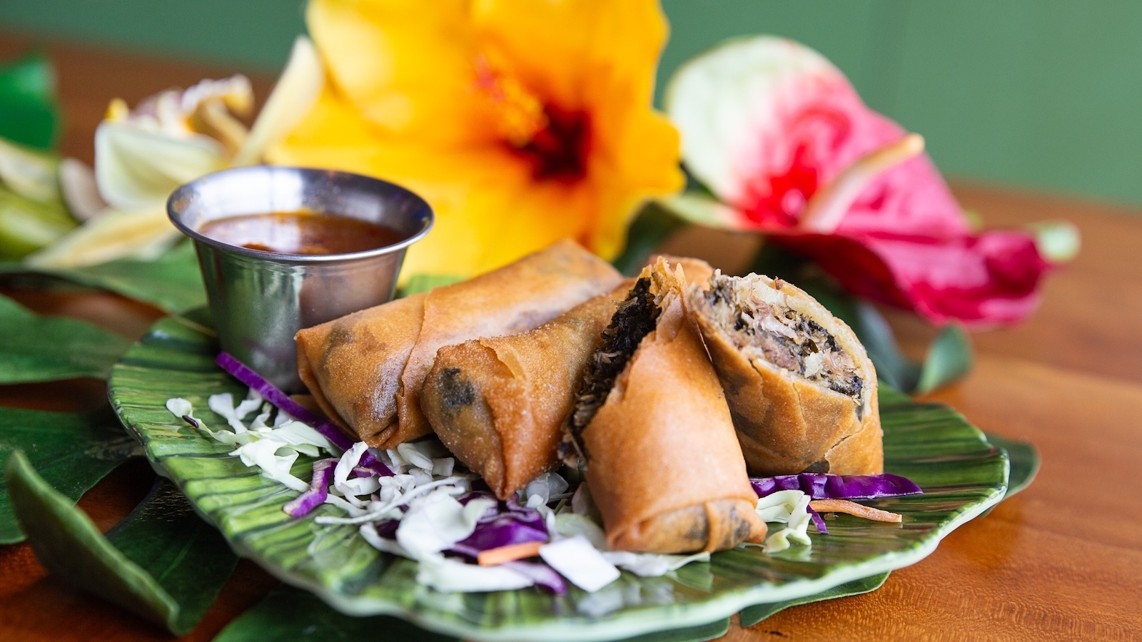 spring rolls with lau lau