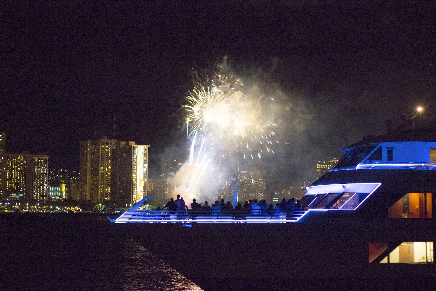 Atlantis Cruises offers a view of Waikīkī fireworks from the ocean on New Year’s Eve.