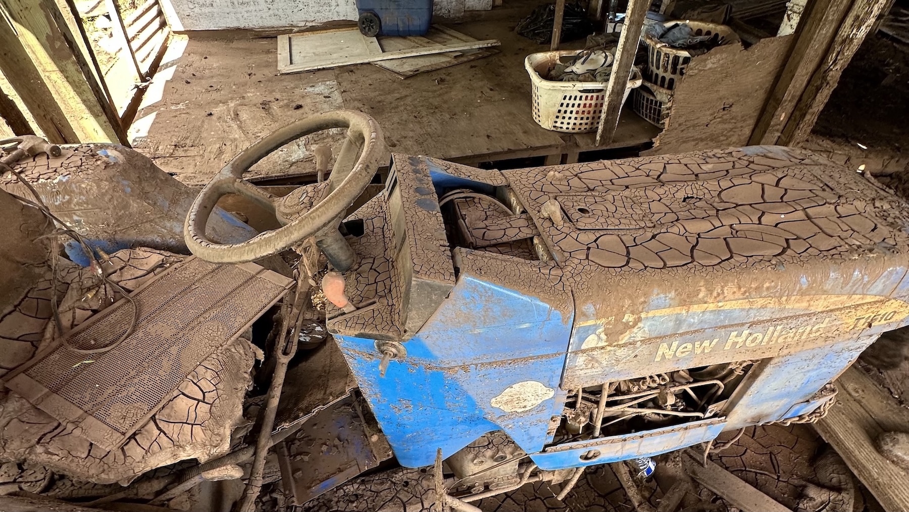 Farmer Thy Cavan's tractor is a total loss.
