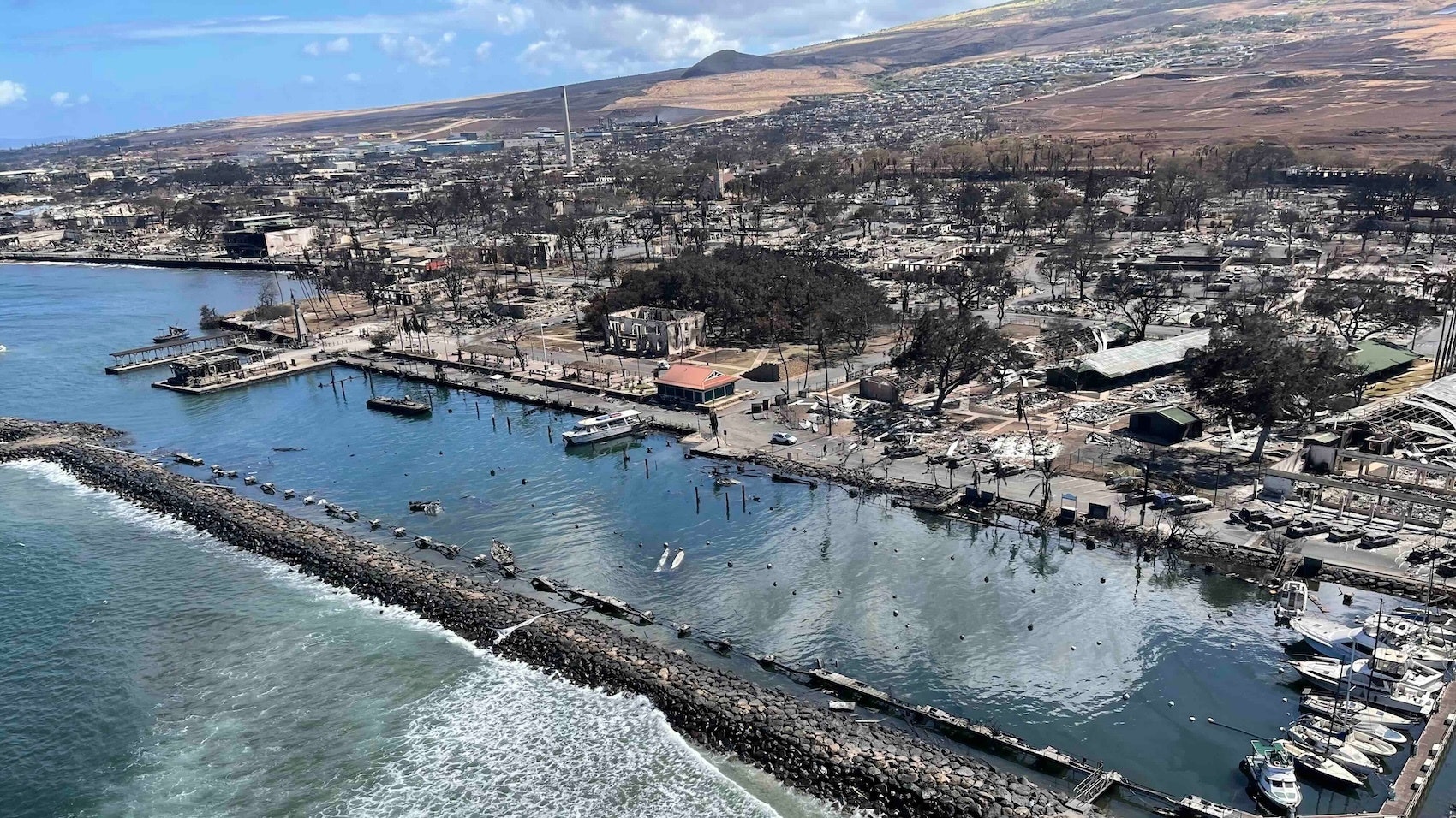 Lahaina is pictured here just days after a wildfire destroyed much of the West Maui community on Aug. 8, 2023.