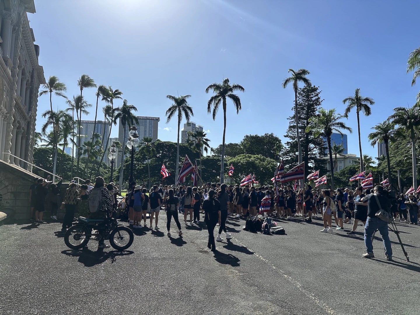 The ʻOnipaʻa Peace March concluded at the steps of ʻIolani Palace on Friday, Jan. 16.