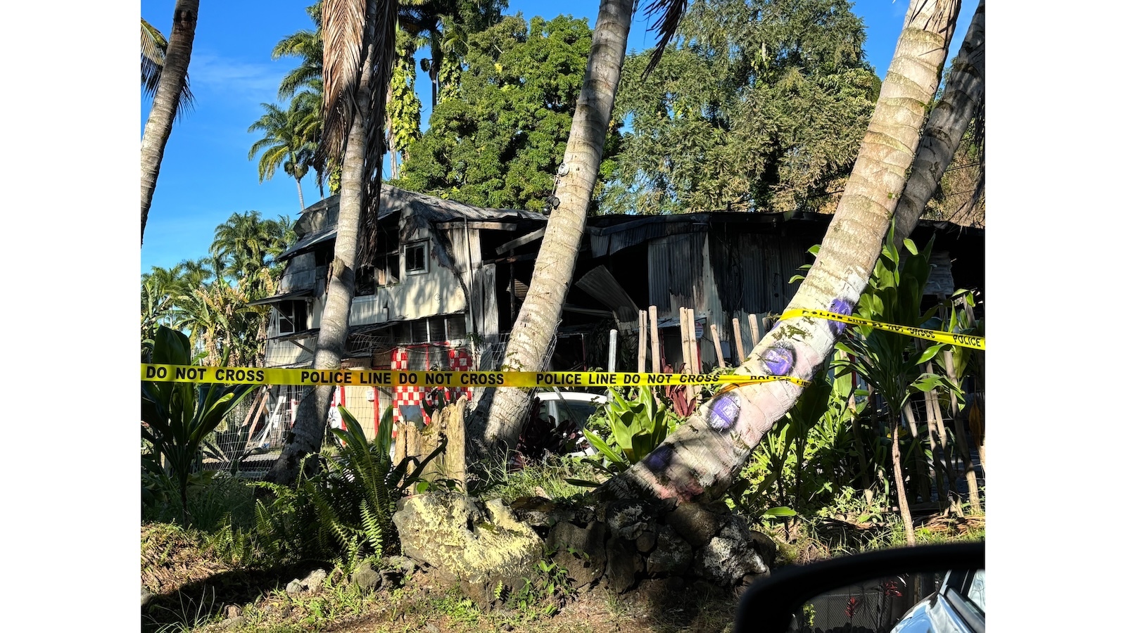 The fire-gutted former Pu‘u‘eo Poi Factory building.