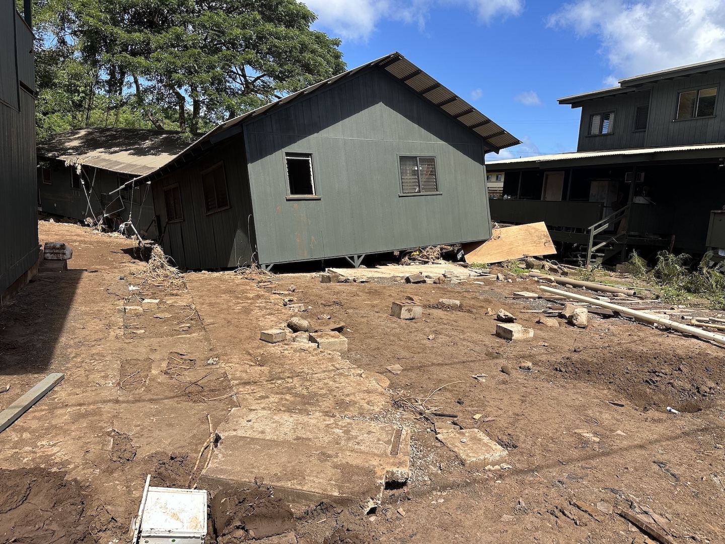 This house, which is located behind the Otake Store,  slid off its foundation.