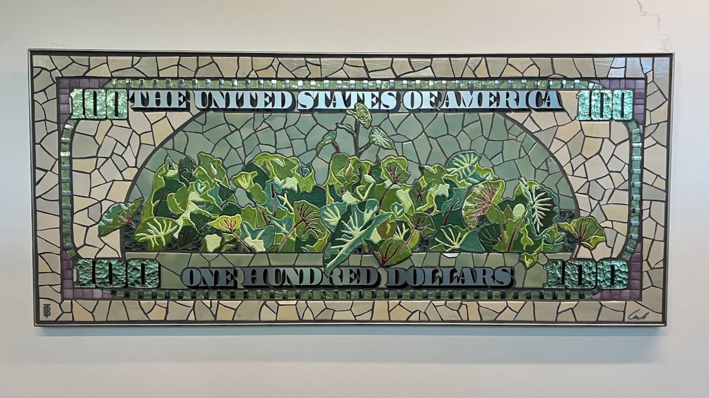 This mosaic is a collaboration by Tanja Browne and Leah Kilpatrick Rigg, the current featured artists for the Lo'i Gallery.