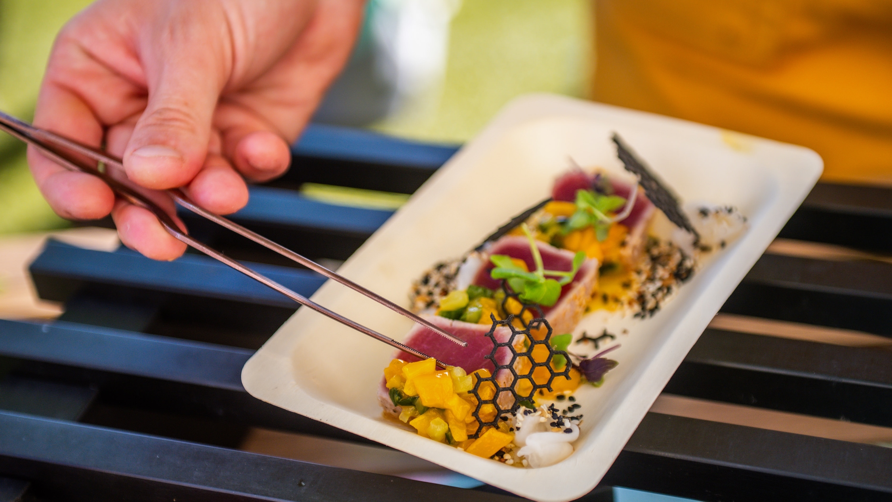 Chef Zach Laidlaw, the executive chef and vice president of experiences at Hua Momona Farms, prepared this dish featuring ahi and mango.