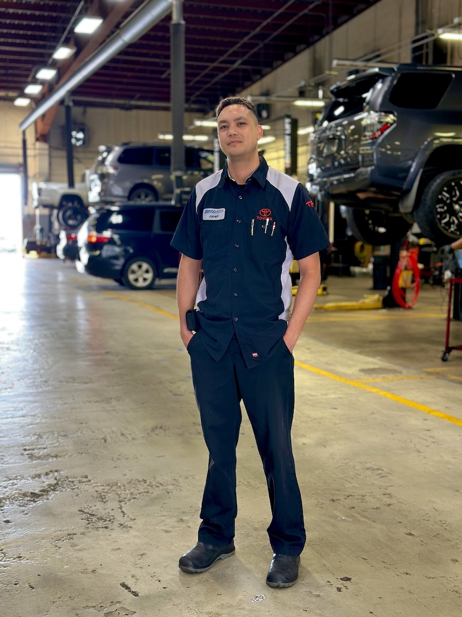 Jarrett Silva, beginner technician, at Toyota Hawaiʻi