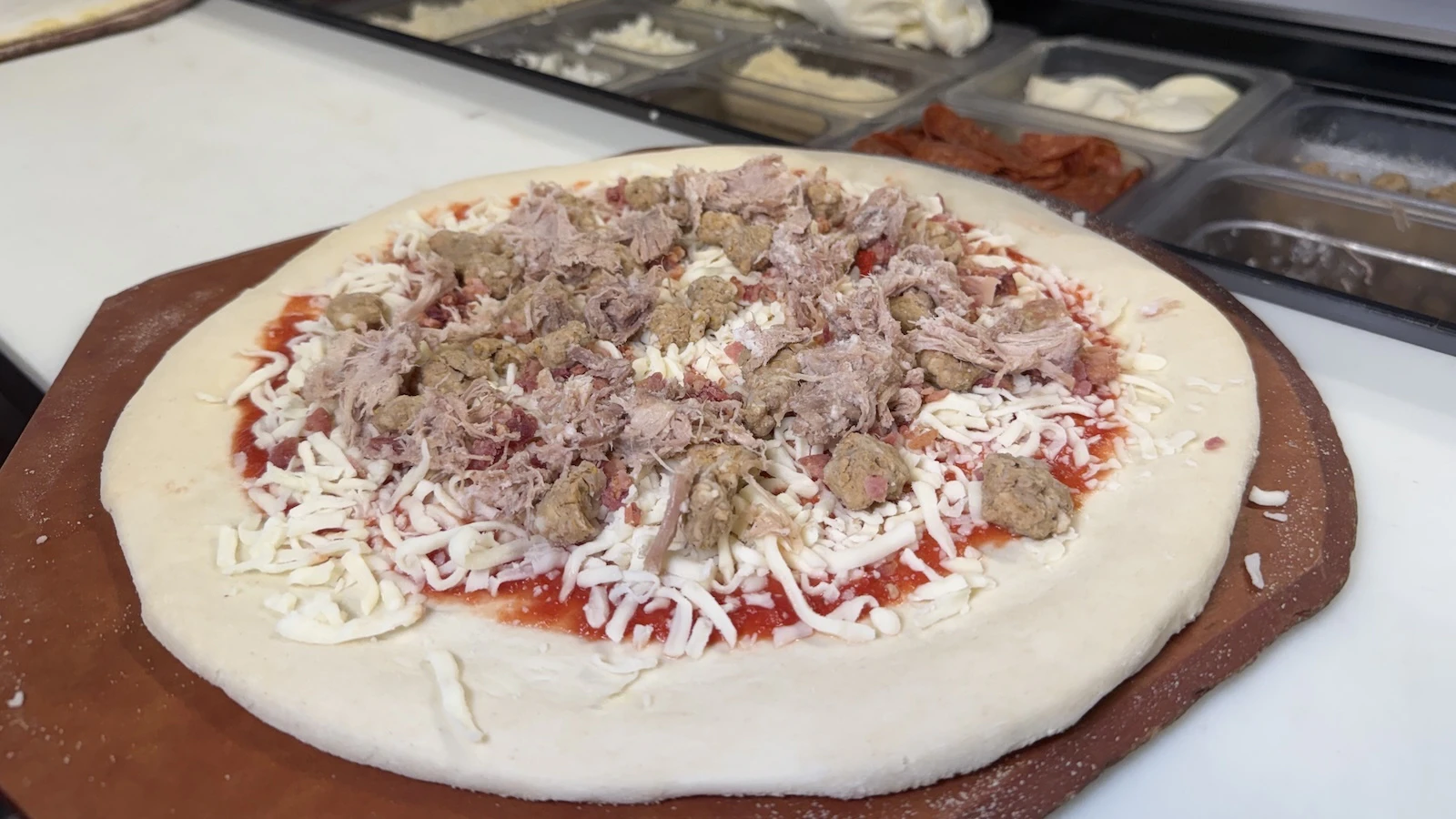 pizza being made