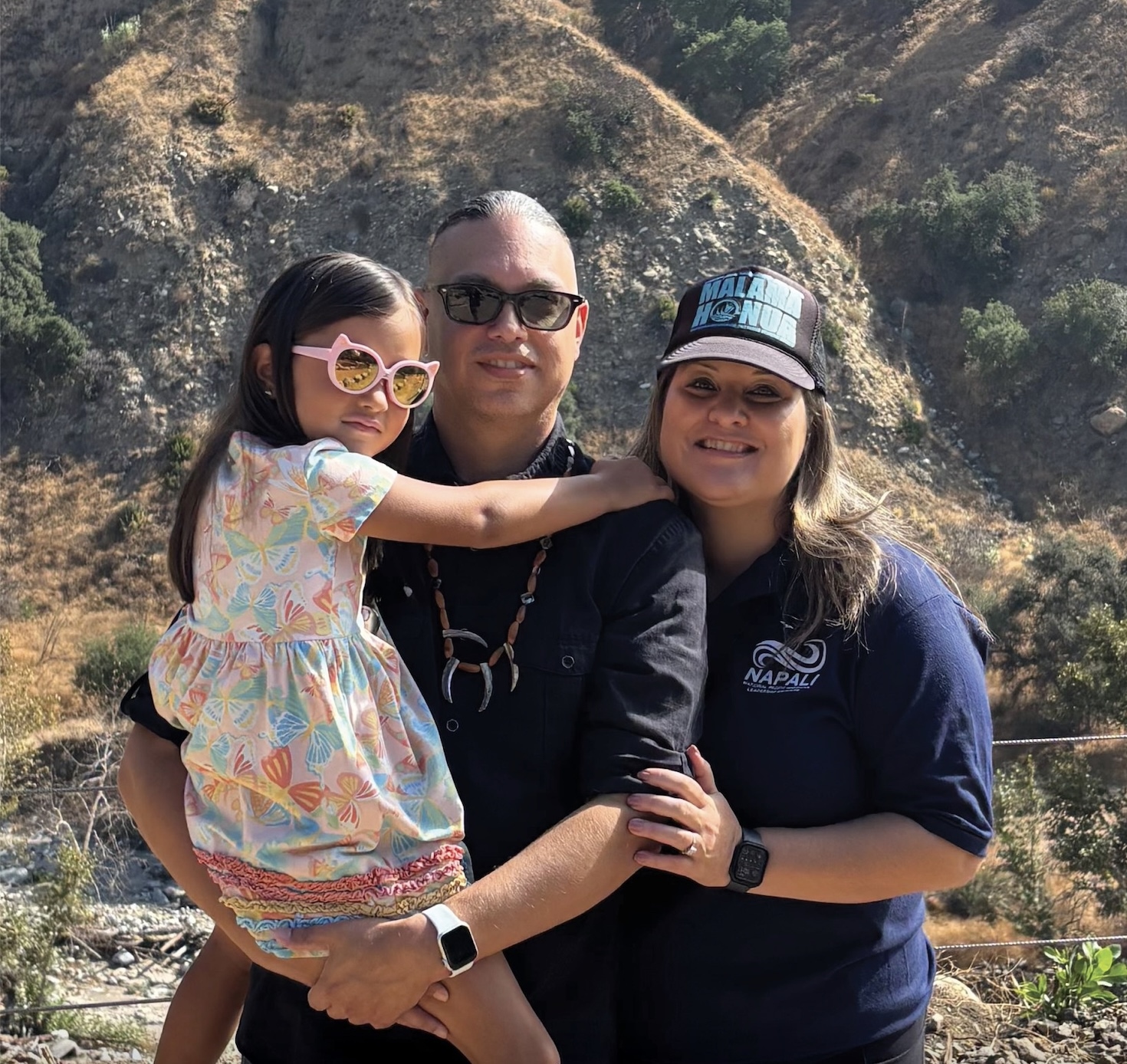 From left: Daughter Kaheawai Neshuun, husband Charles Sepulveda, and Kēhaulani Vaughn.
