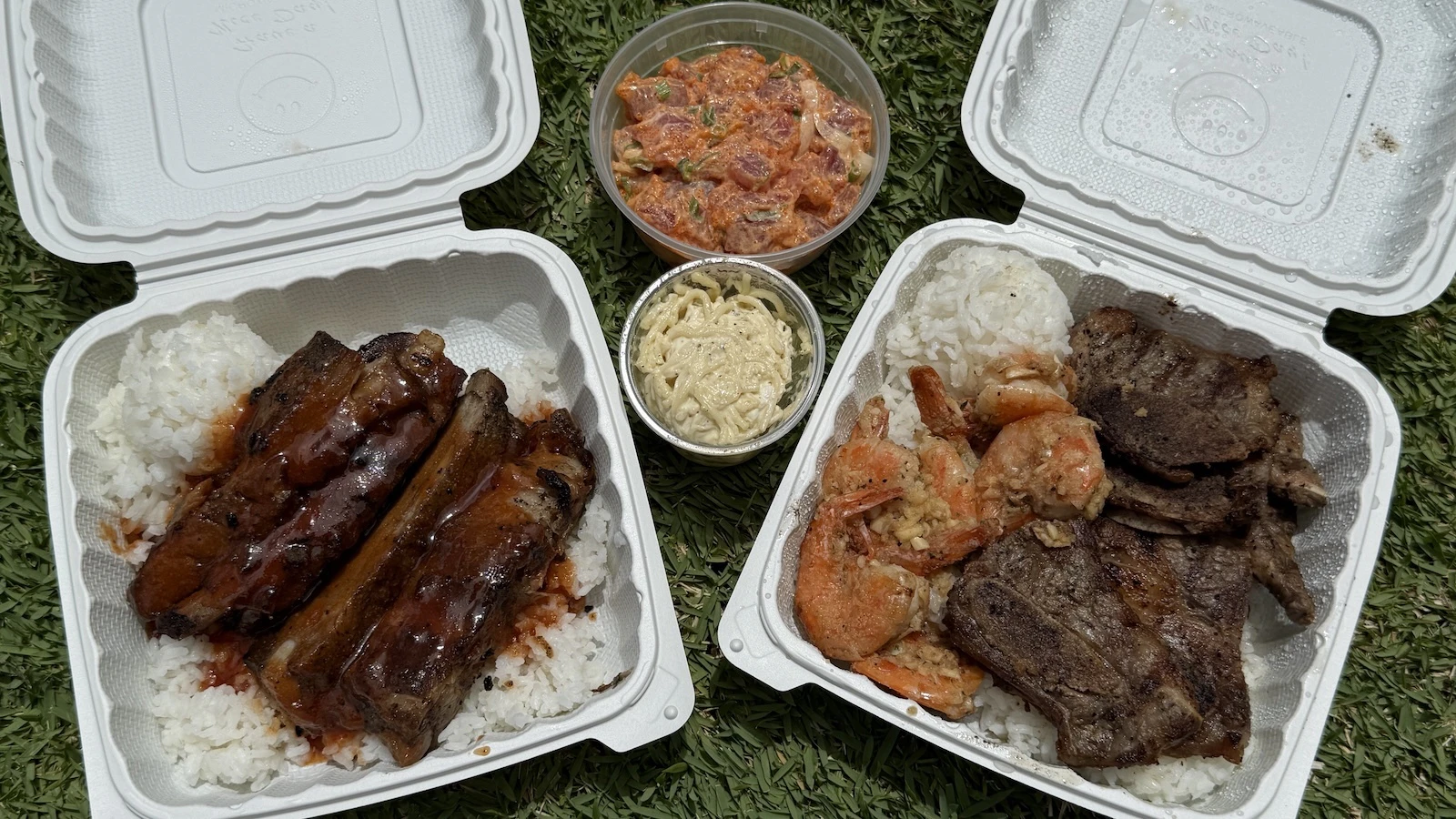 barbecue ribs and surf and turf plates
