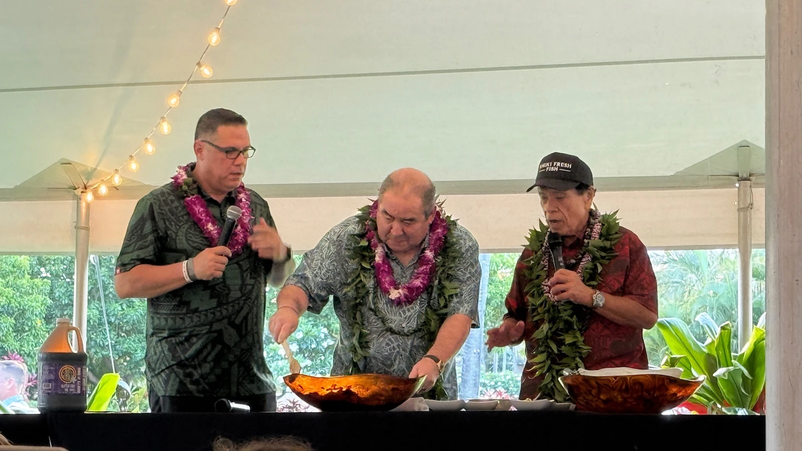 chef Emeril Lagasse and Sam Choy