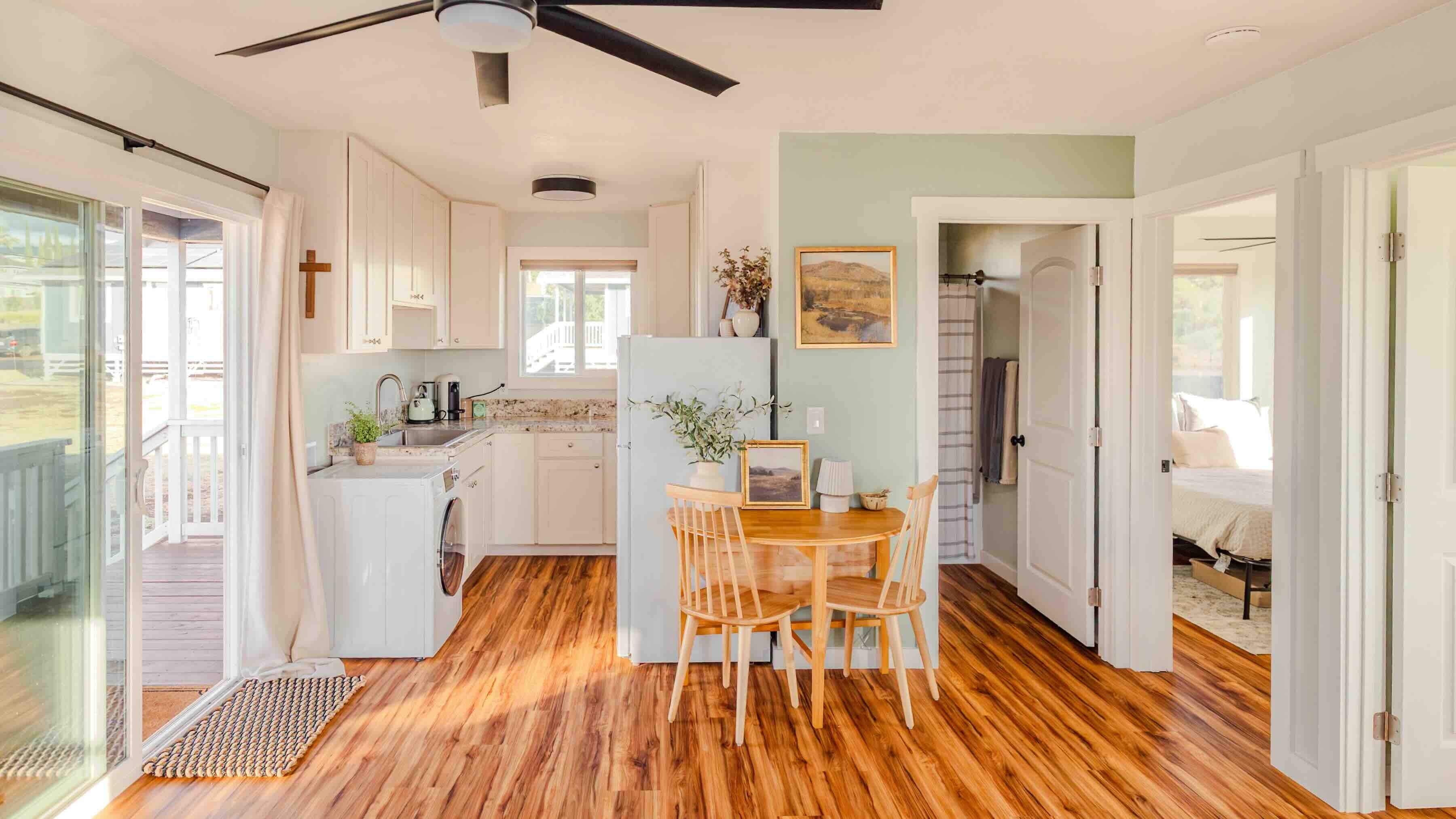 Full kitchen and laundry are included.