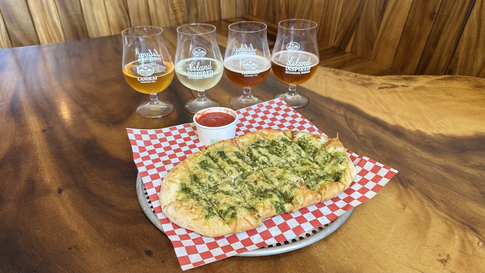 Lanikai Brewing Co. offers locally made beers and brick fire pizzas