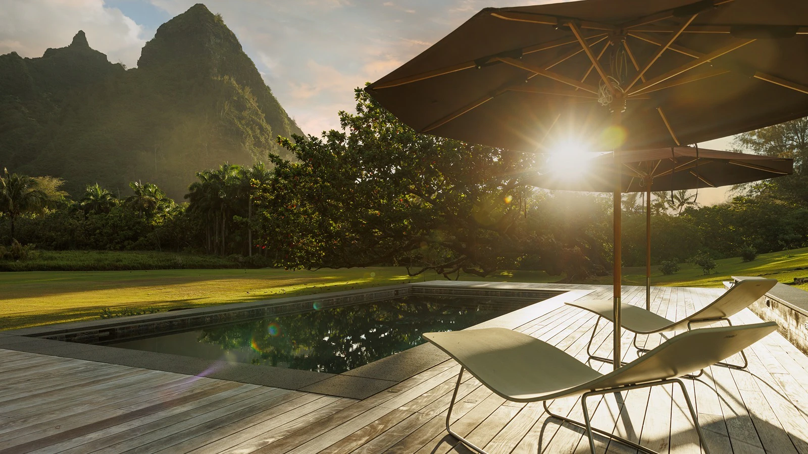 The pool area.