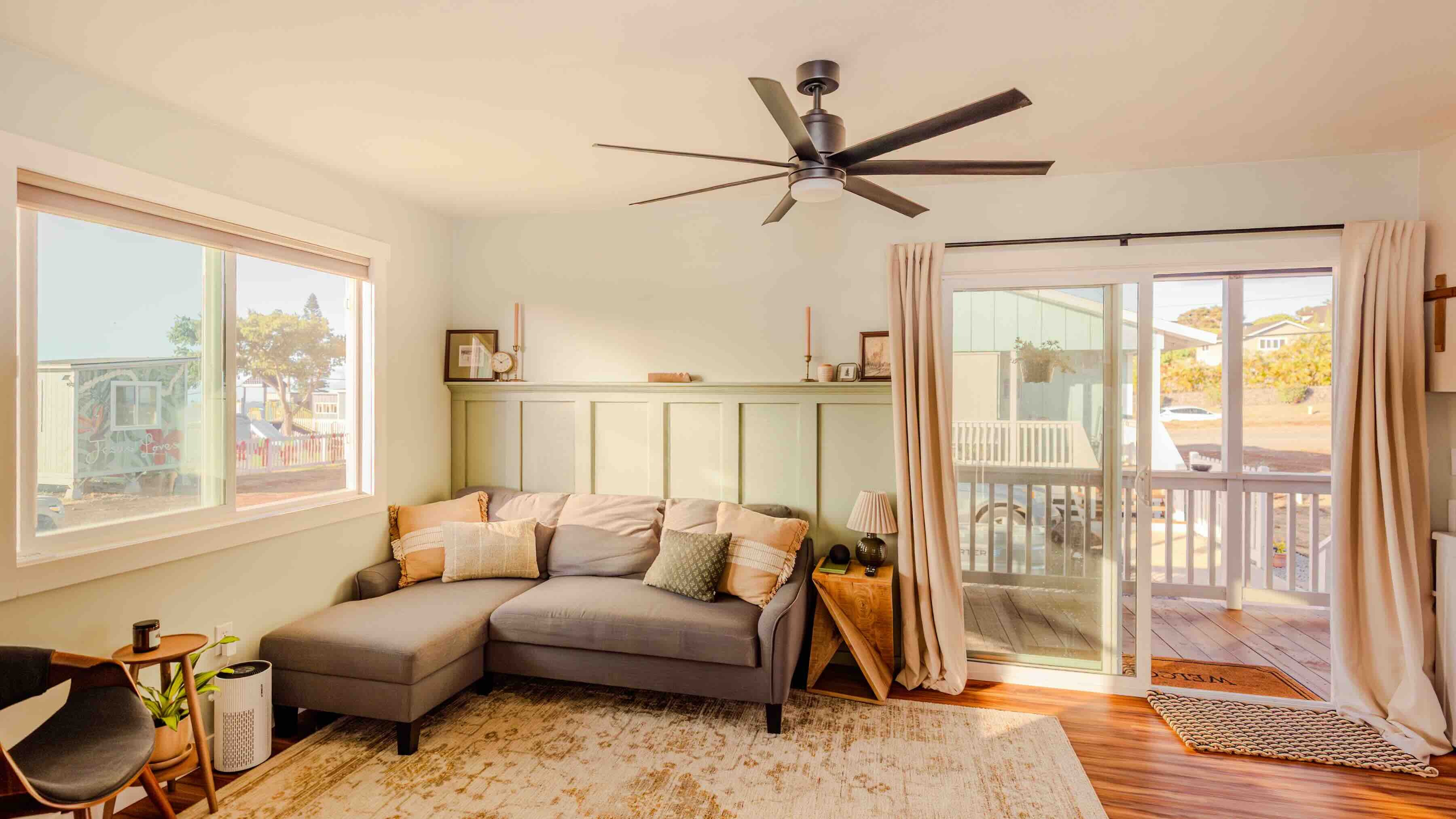 The living room space with views to outdoors.