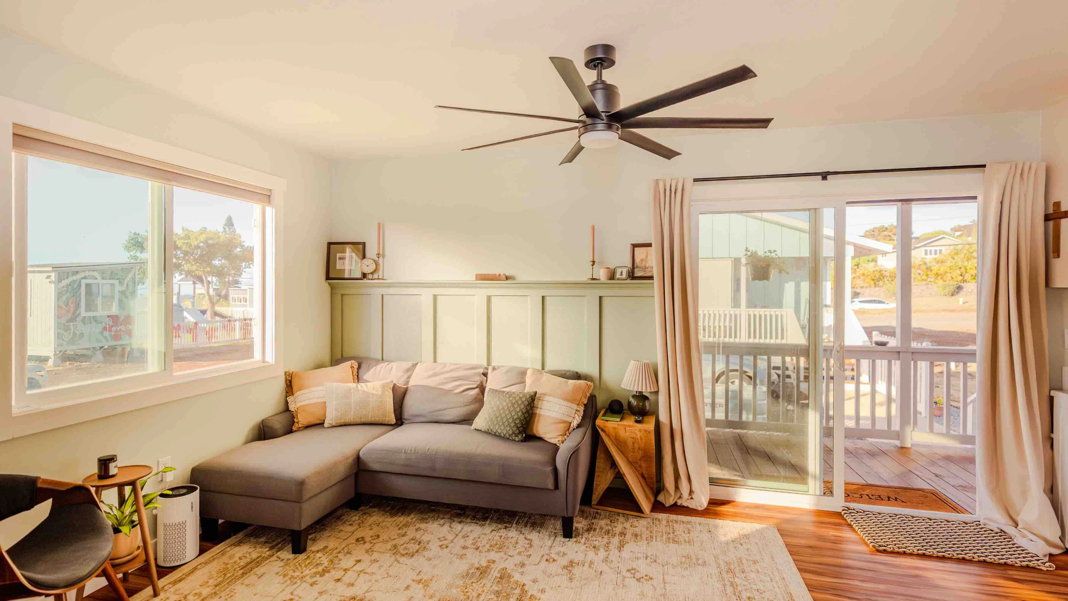 The living room space with views to outdoors.