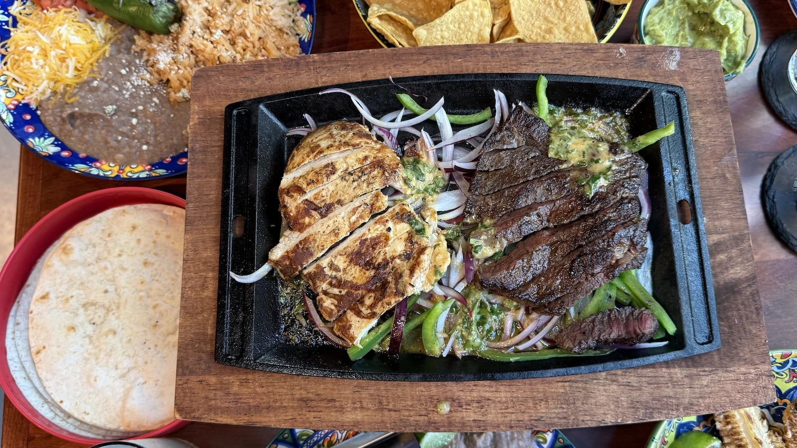 steak and chicken fajitas