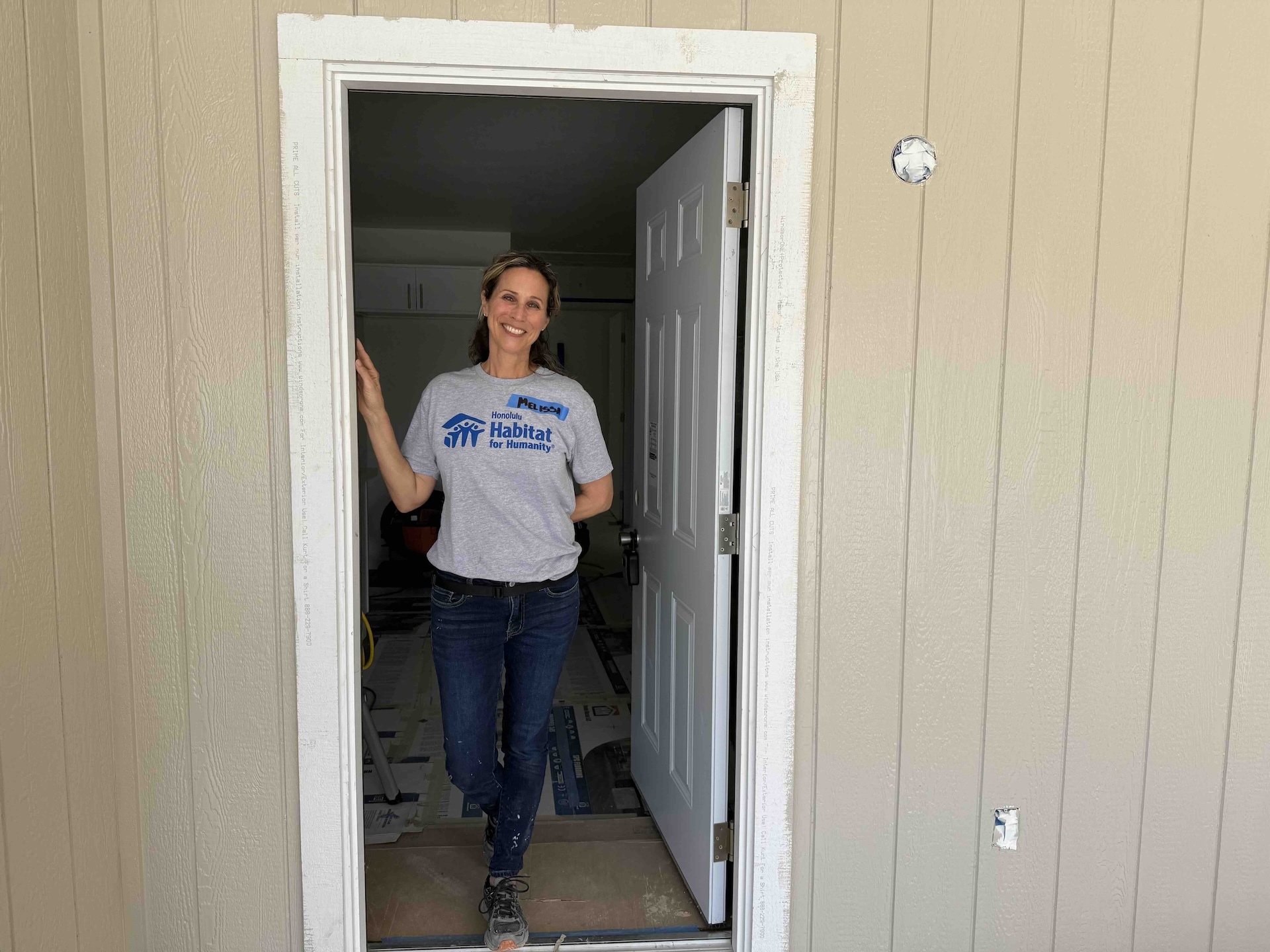 Honolulu Habitat for Humanity Executive Director Melissa Bruhl pictured at the future home for the Ho Family in Waimānalo.