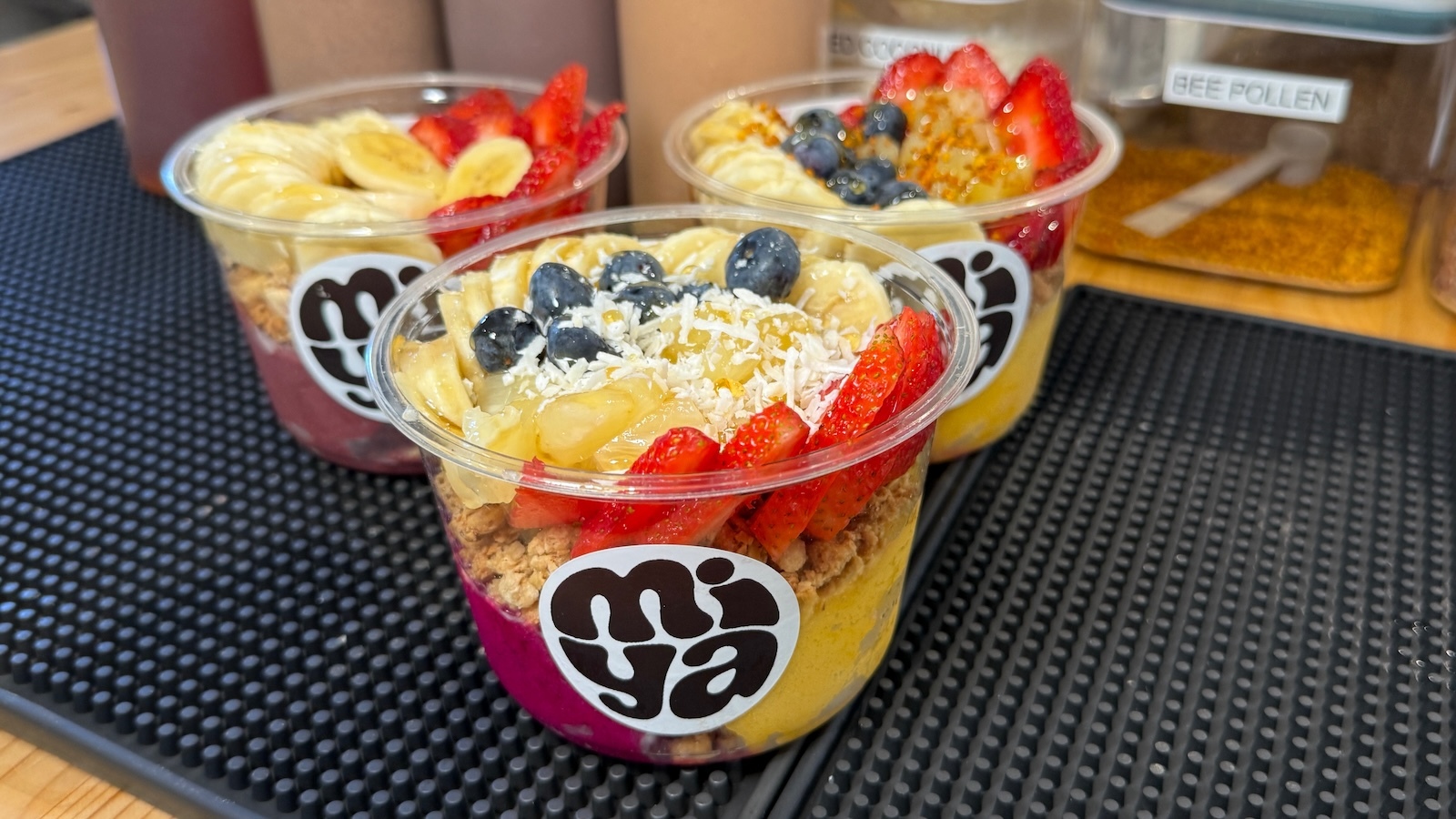 three acai bowls
