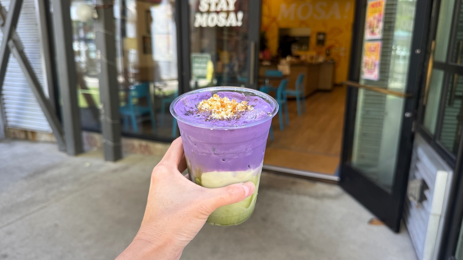 matcha with ube foam