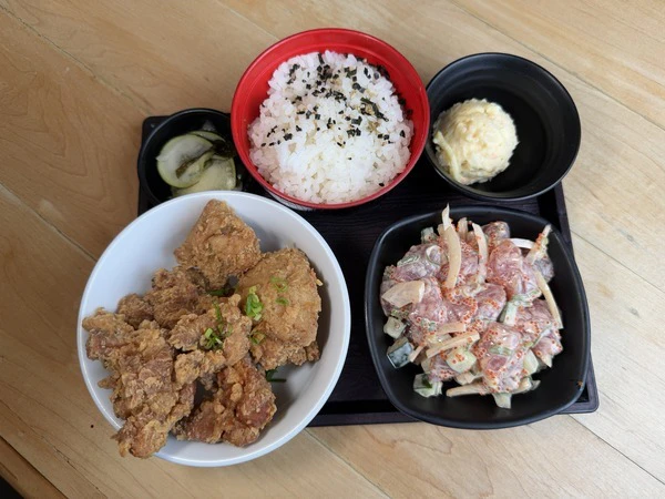 fried chicken and poke