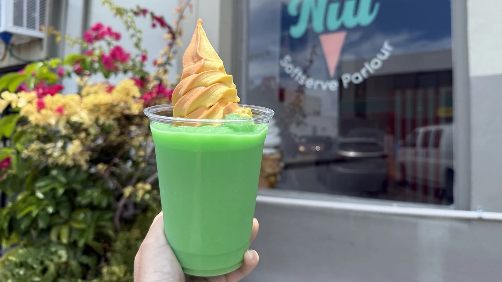 You can get these pandan slushes and Makaha mango soft serve for a limited time