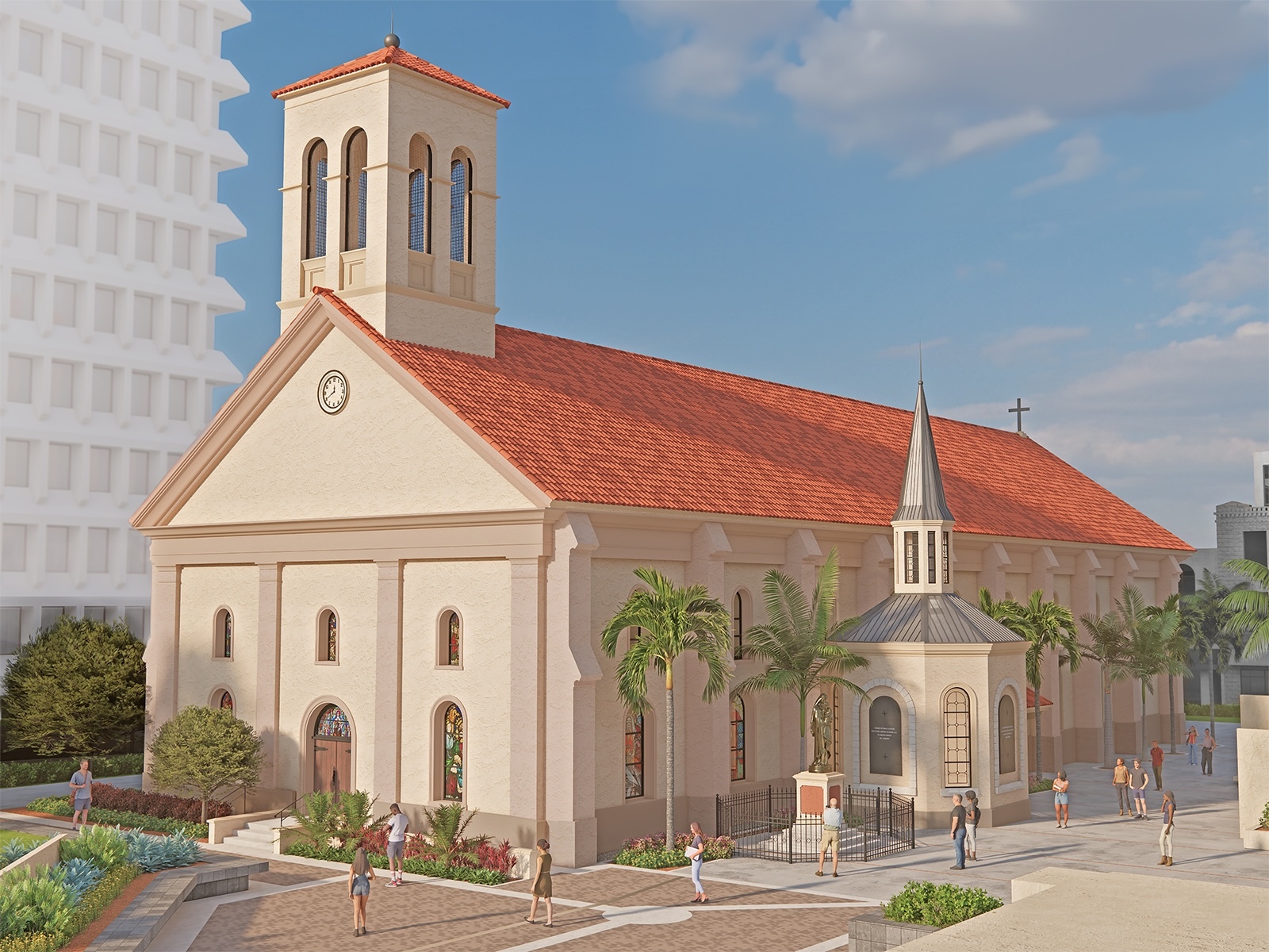 Rendering of the restored Cathedral Basilica of Our Lady of Peace.