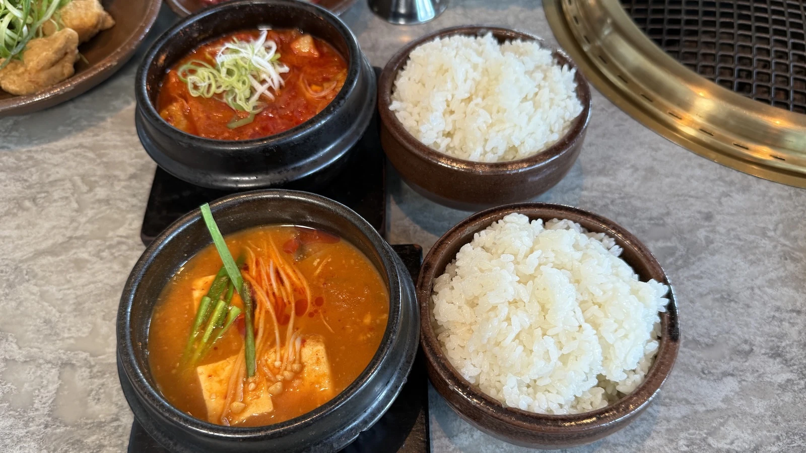 kimchi stew, soybean paste stew