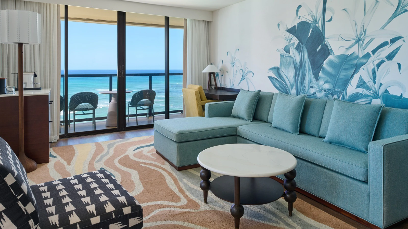 Among other new design features, each room features "He keiki aloha nā mea kanu," or "Beloved children are the plants," a custom mural of Queen Emma's lily garden by Native Hawaiian artist Kamea Hadar.