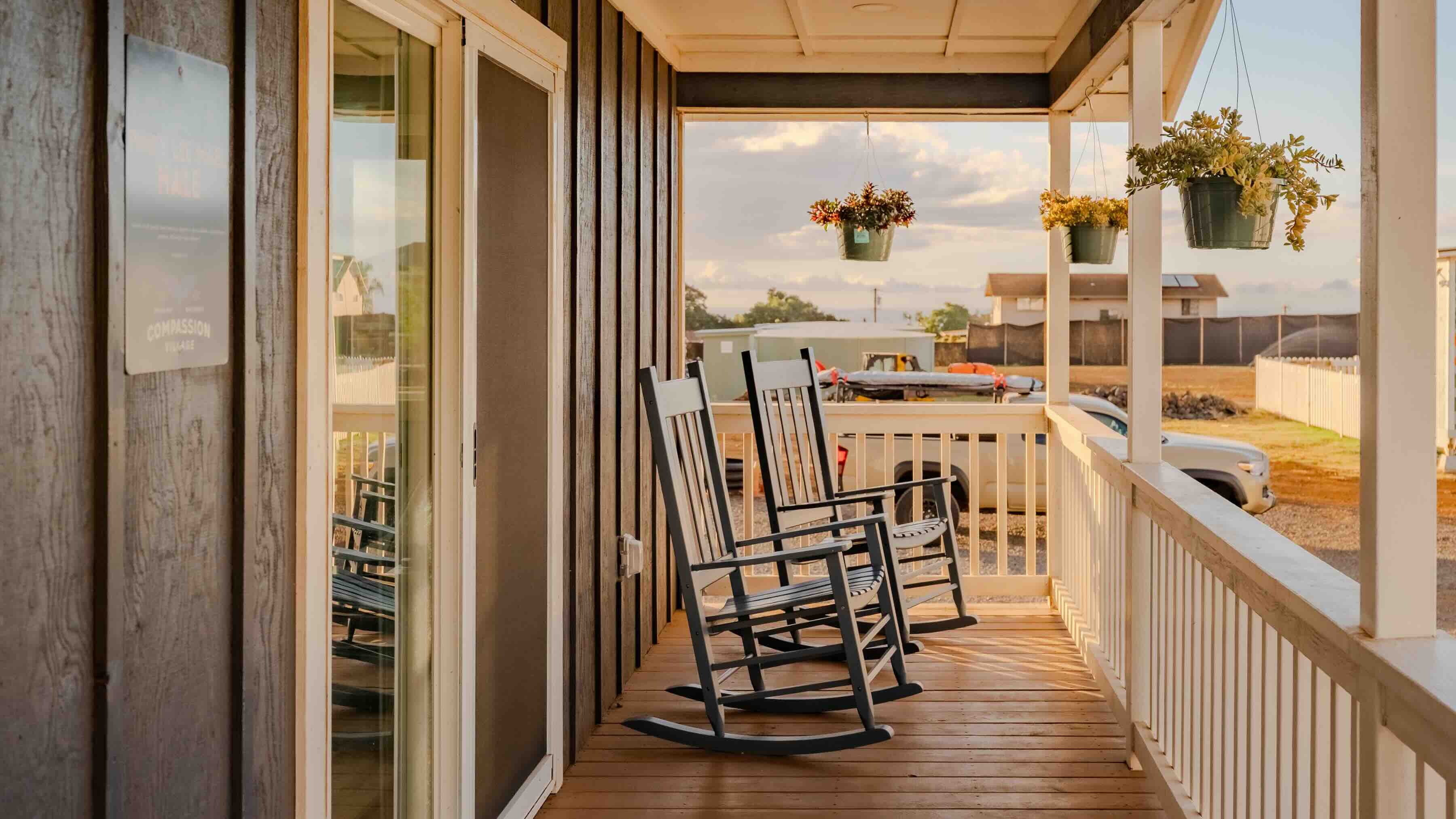 No matter how long the stay, The Compassion Village intends to make a house a home, with intentional touches evident in every room from rugs and throw pillows — even outside where two rocking chairs prompt cozy conversation.