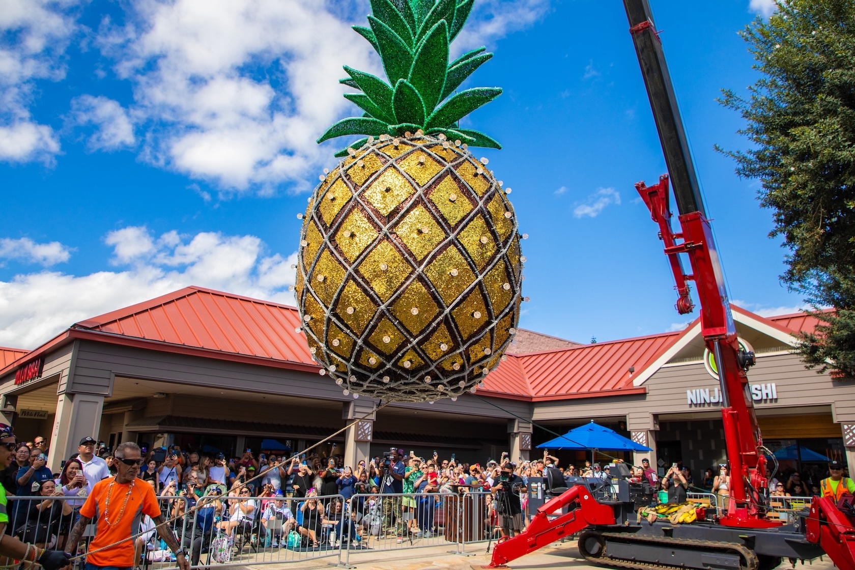The noon pineapple drop is an annual tradition at Town Center of Mililani.