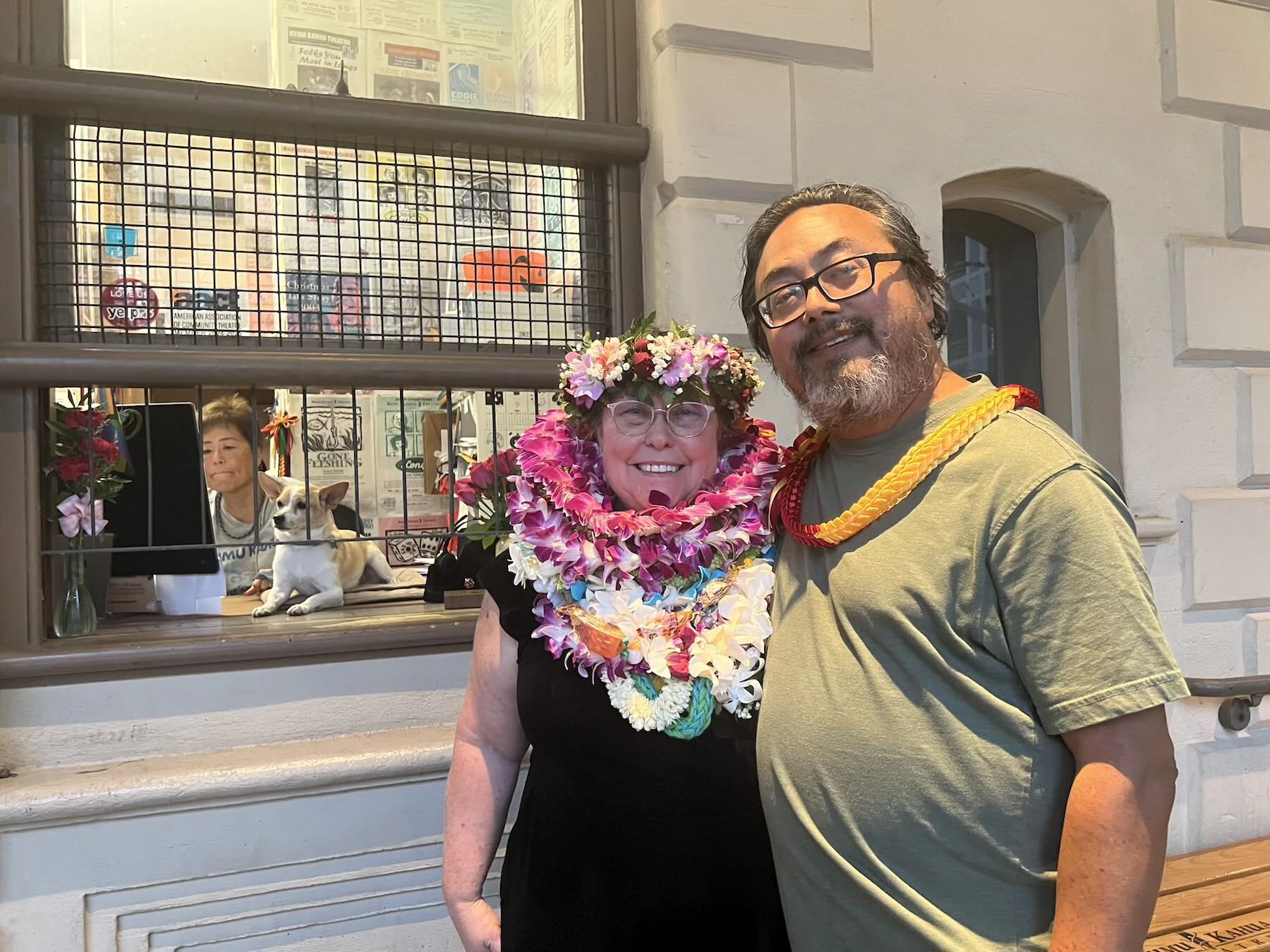 Playwright Sara Ward and Director Harry Wong III on the opening night of "Smother."