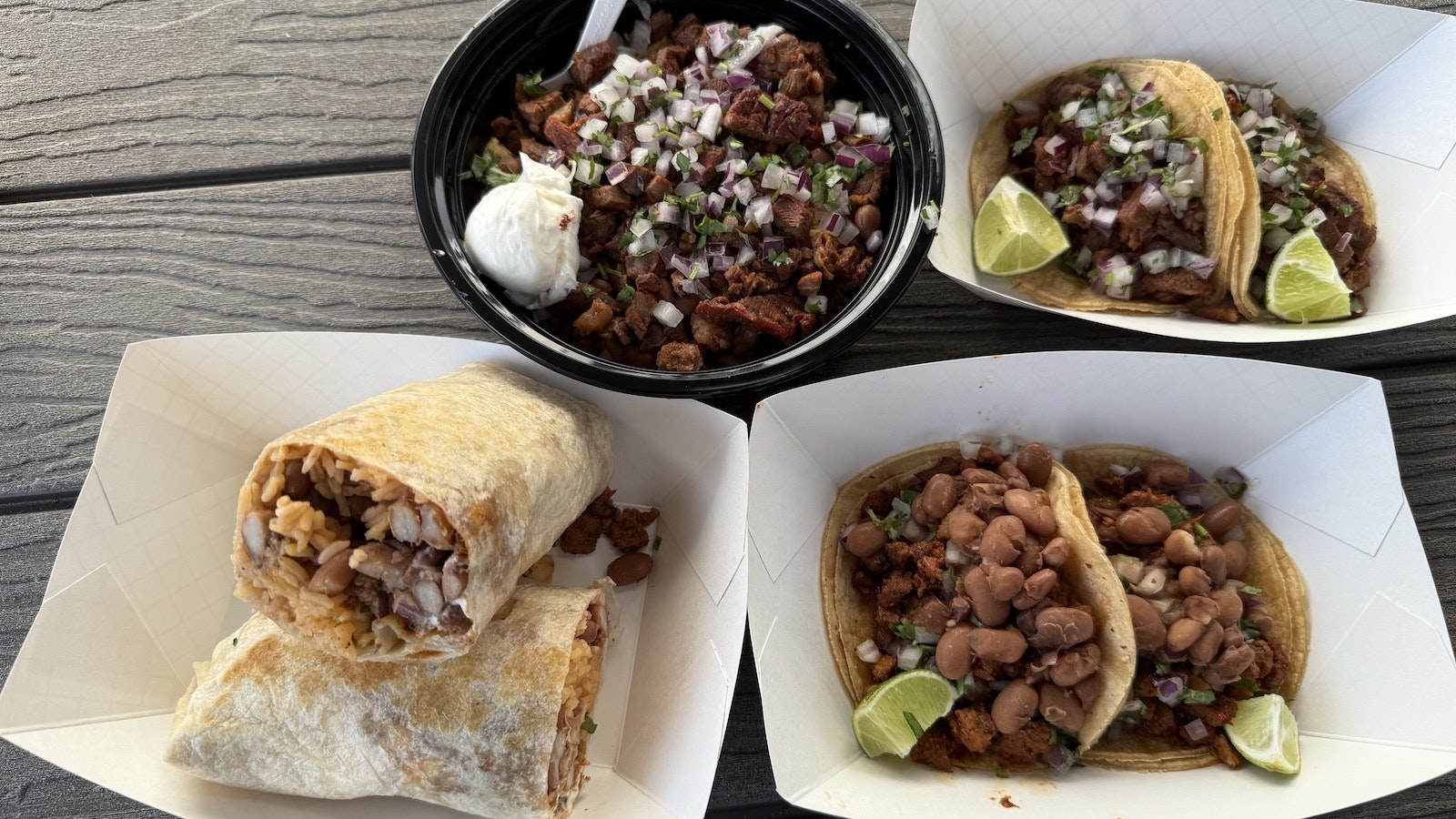 Tacos, burrito and bowl from Pueblo Honolulu