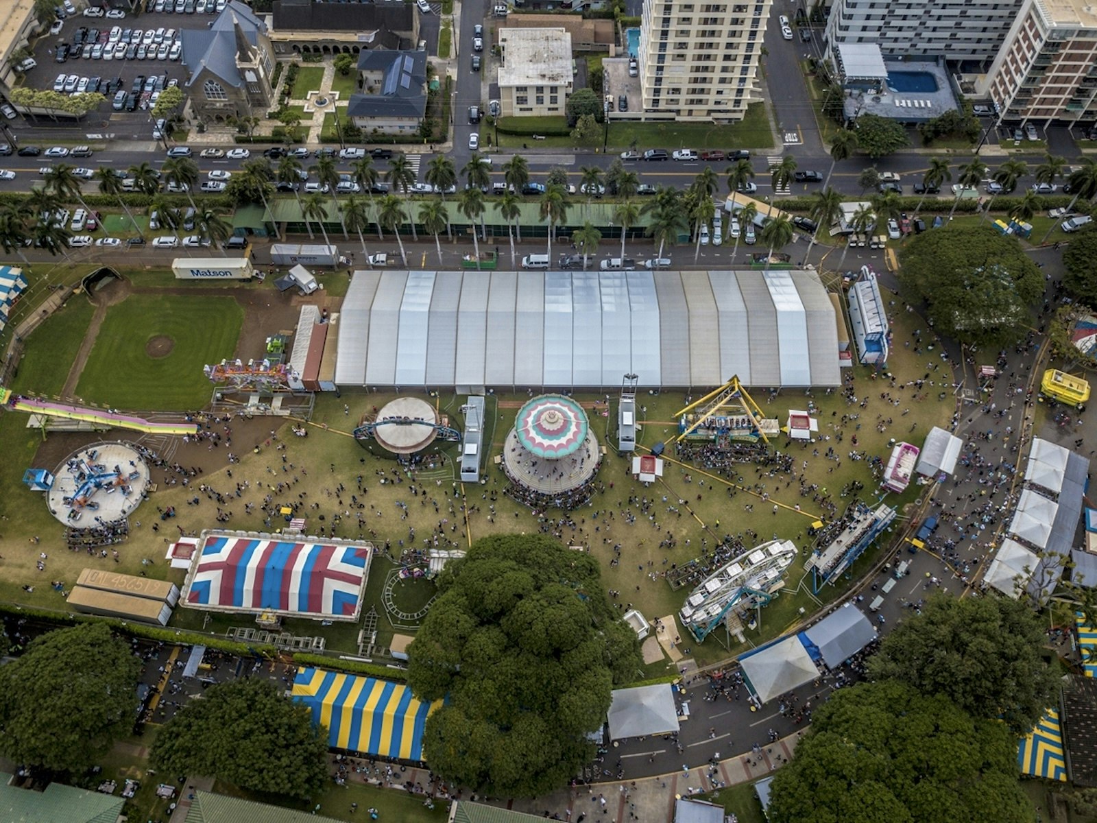 An aerial view of a past Punahoul Carnival.