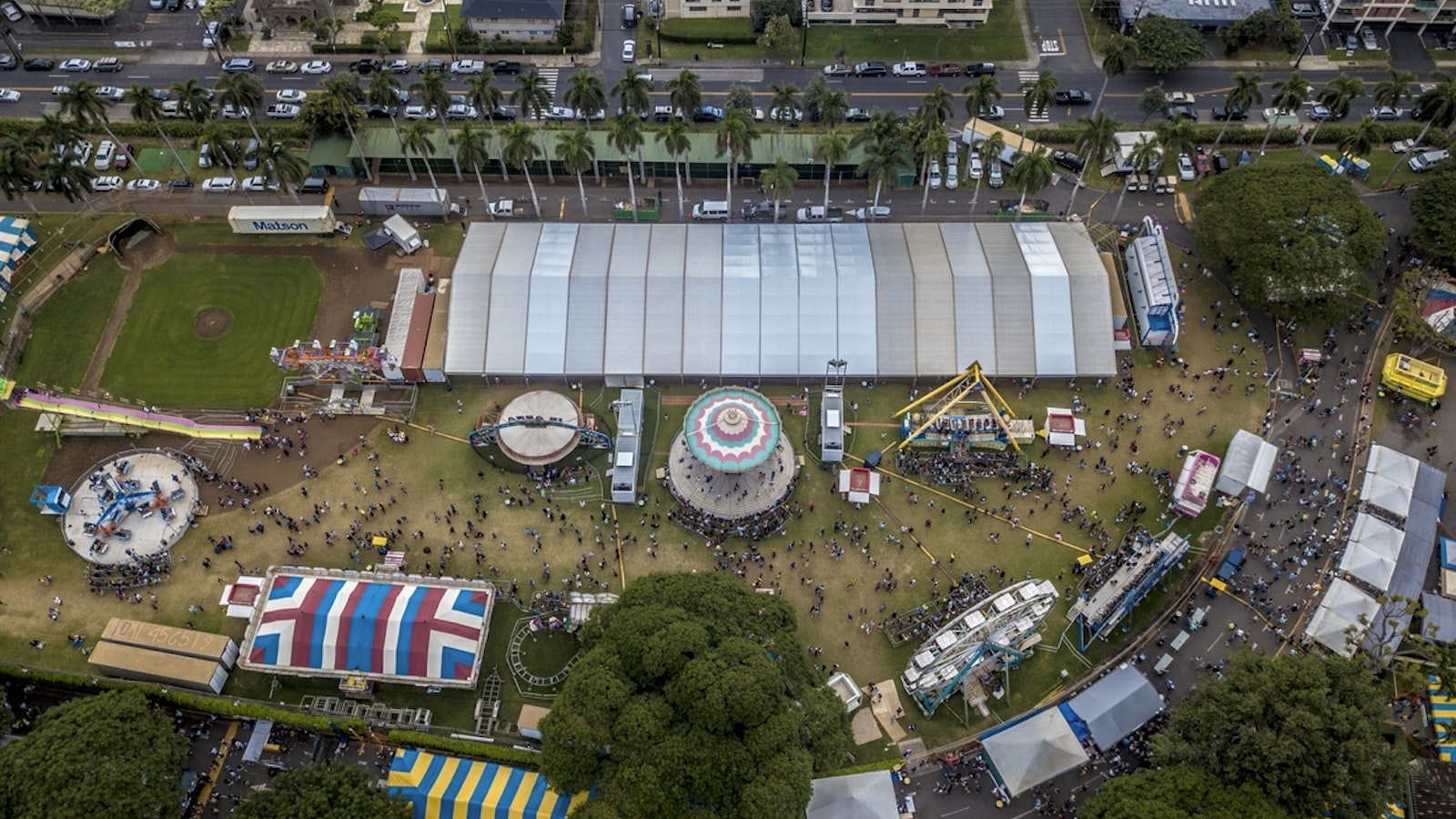 An aerial view of a past Punahoul Carnival.