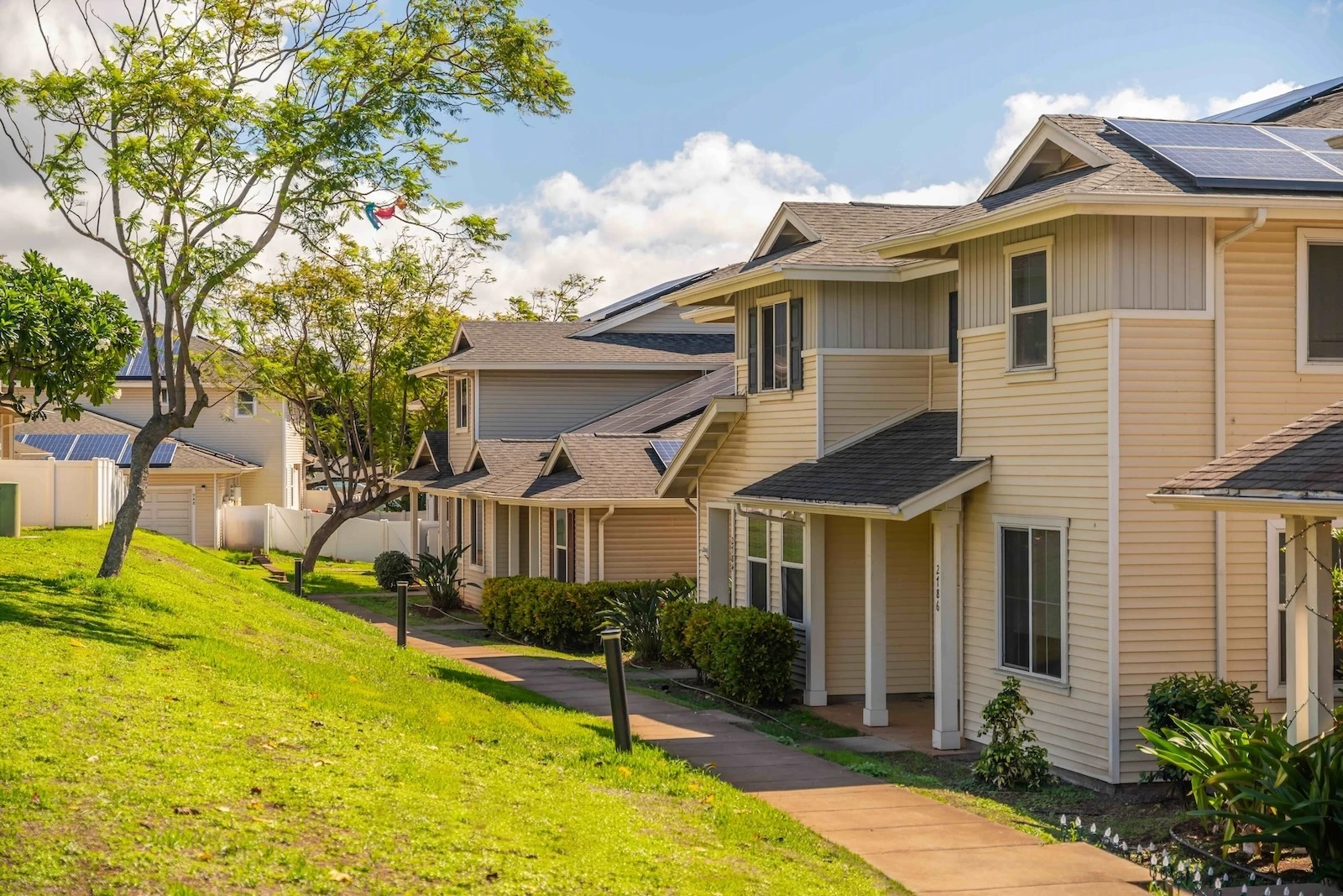 Houses pictured at the Radford Terrace neighborhood at Joint Base Pearl Harbor-Hickam.