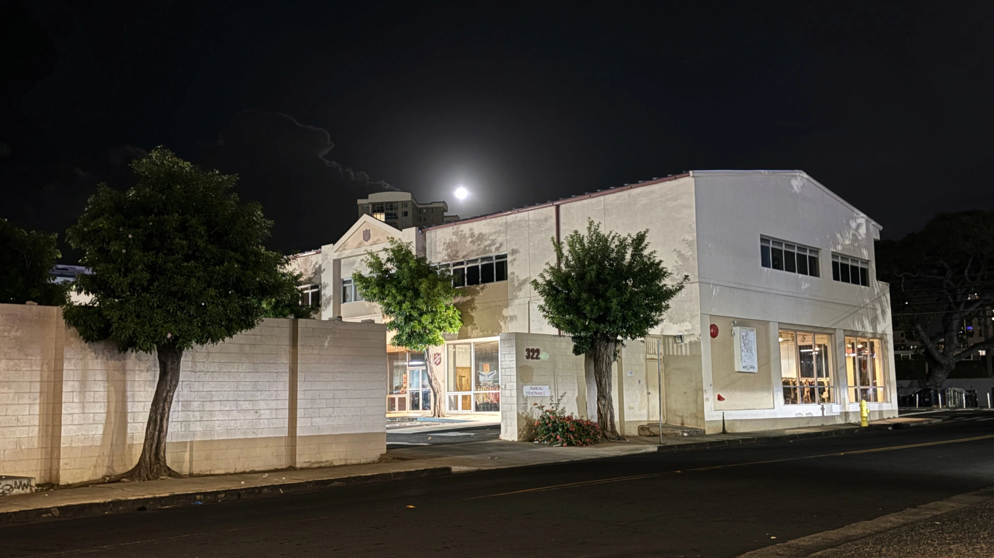 The Salvation Army building in Iwilei, formerly the site of an old prison known as The Reef, for the coral blocks is made from, carved by prisoners.