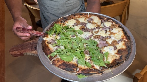 New York steak pizza