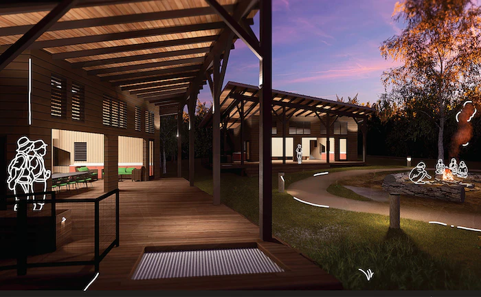 A rendering of Scouting America, Aloha Council’s Camp Pupukea, designed pro bono by Honolulu-based architecture firm G70.