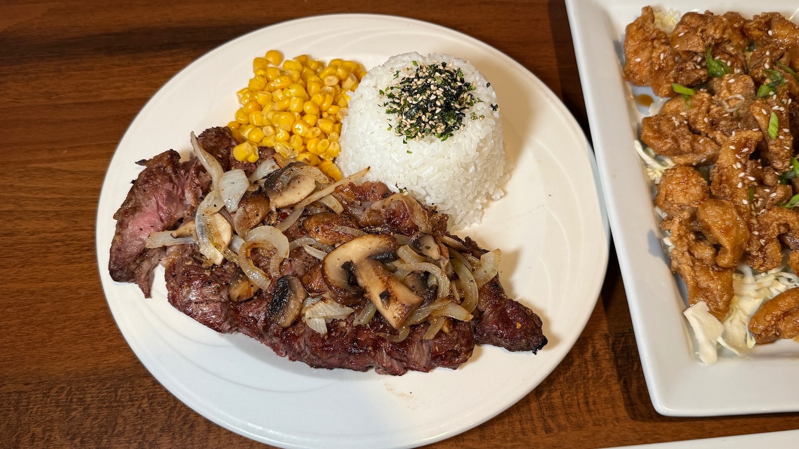 rib eye with mushrooms
