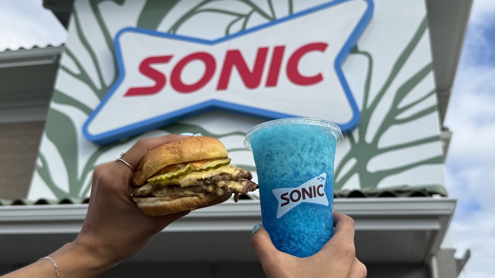 SONIC burger and slush
