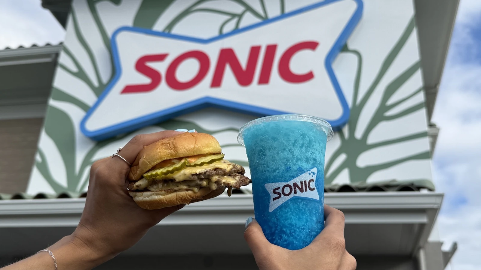 SONIC burger and slush