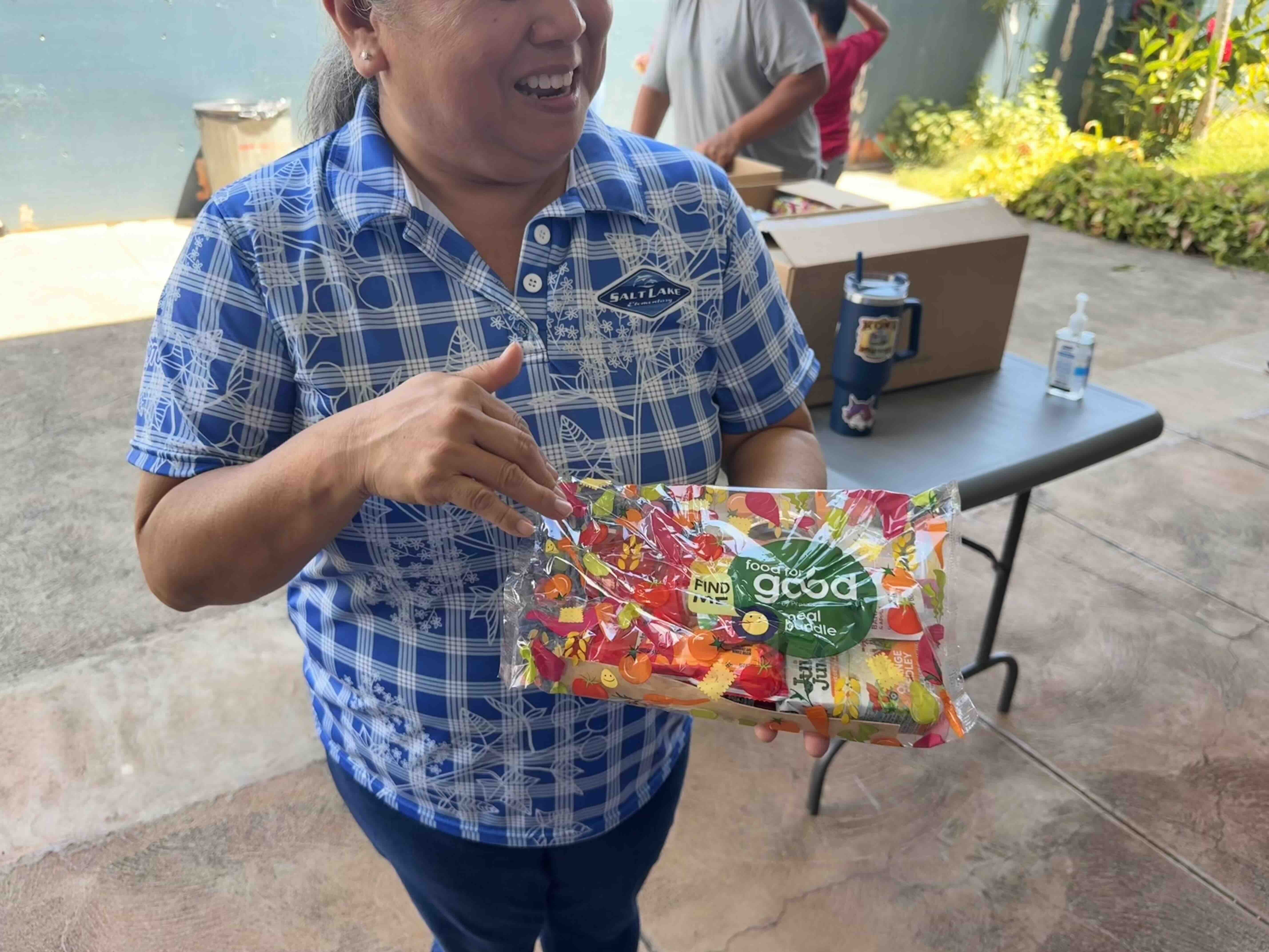 SUN Meals are purchased and packaged from PepsiCo’s social enterprise, Food for Good. Photo by Kelsey Kukaua Medeiros