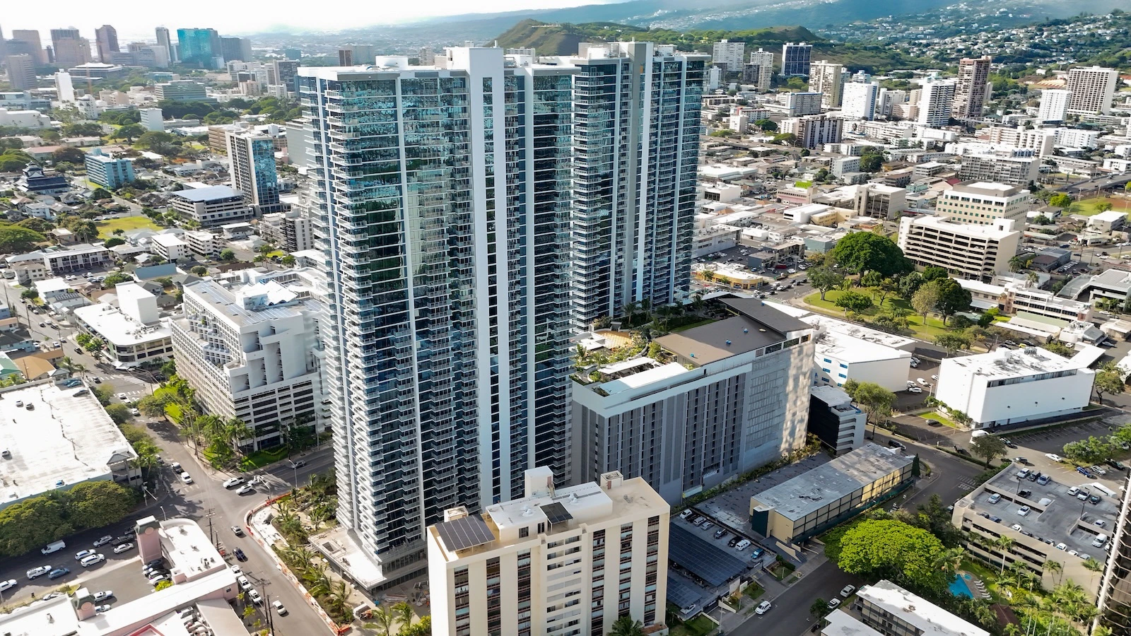An aerial view of The Park on Ke‘eaumoku.
