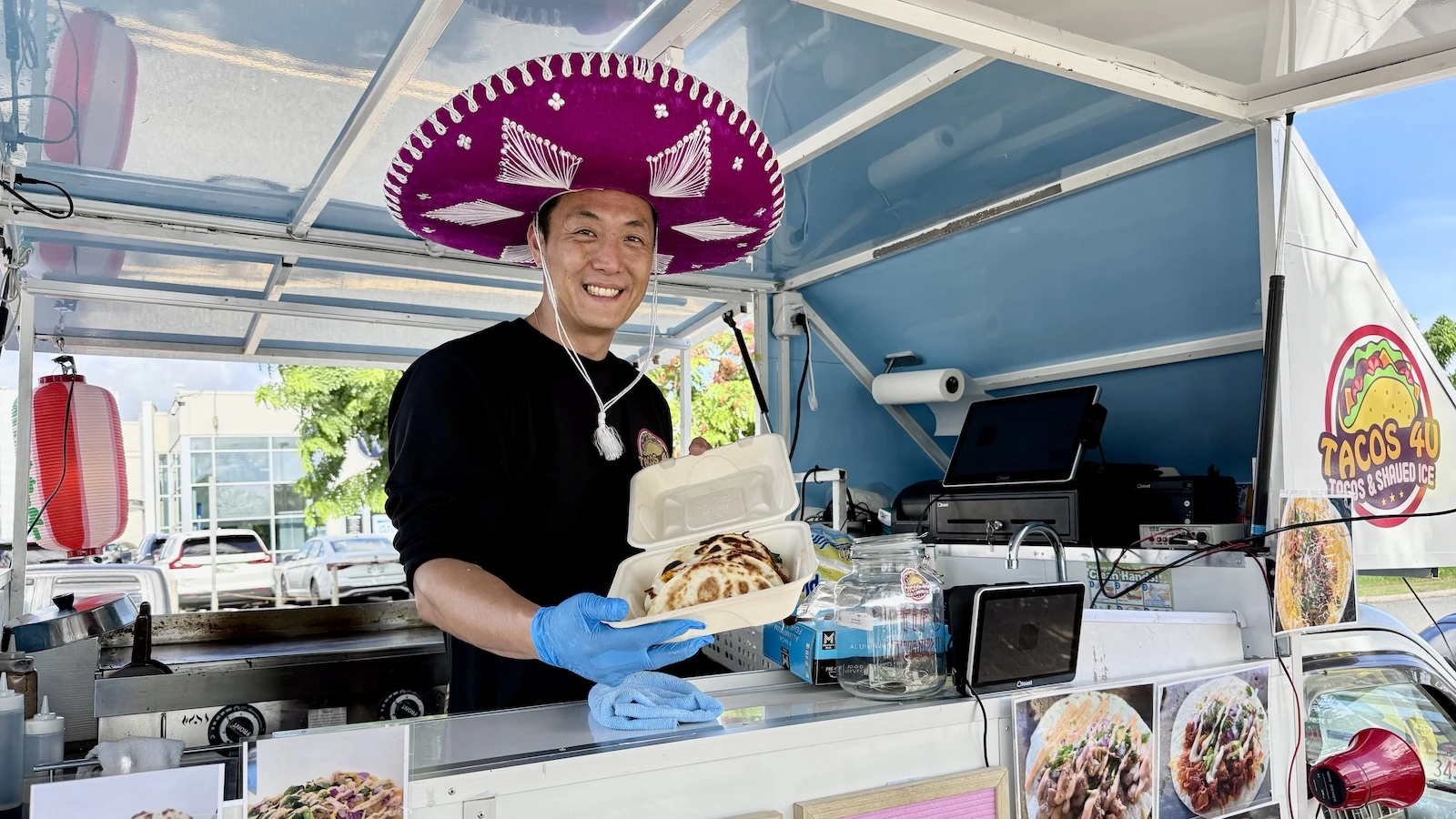 This fusion taco truck features yakisoba burritos