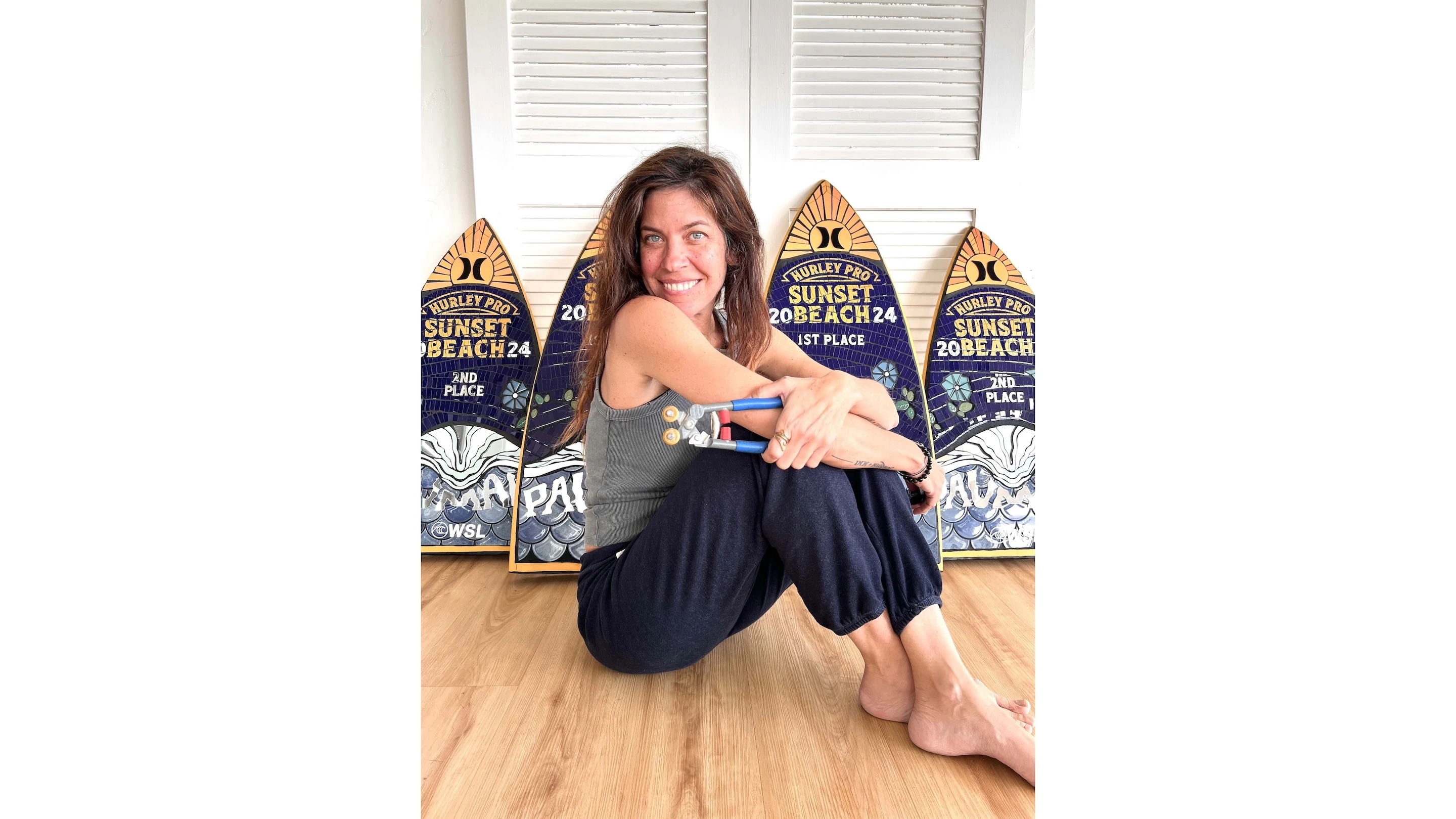 Tanja Browne created trophies for the Hurley Pro Sunset Beach in 2023 and 2024.